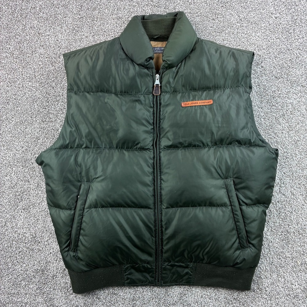Vintage Polo Jeans Ralph Lauren Puffer Vest Mens XL Green Down Fill Gorpcore